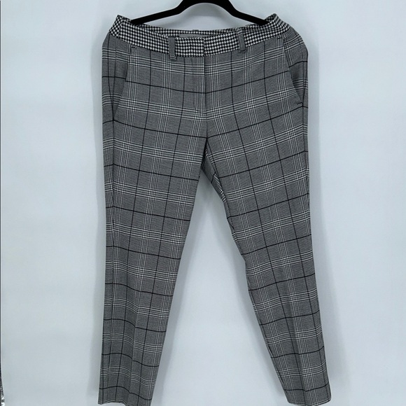 Marella Plaid Slim Ankle Pants Black White Houndstooth Stretch Trousers Sz 4 - Picture 3 of 13